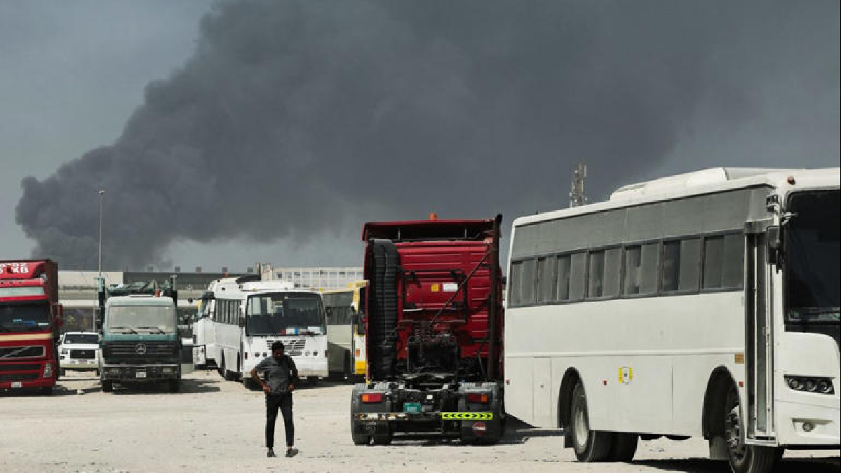 Smoke rising from Jebel Ali port in Dubai after reported Iranian missile strike as fresh wave of explosions heard in Doha and Gulf cities