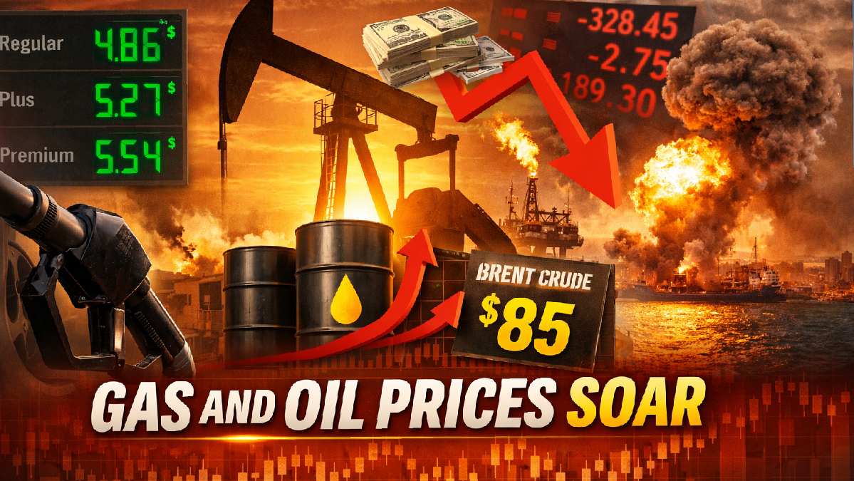 Gas and oil prices soar with Brent crude above $85 and UK gas prices hitting three-year high amid escalating Middle East conflict.
